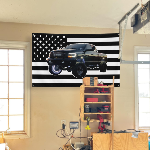 BLACK USA Car Flag