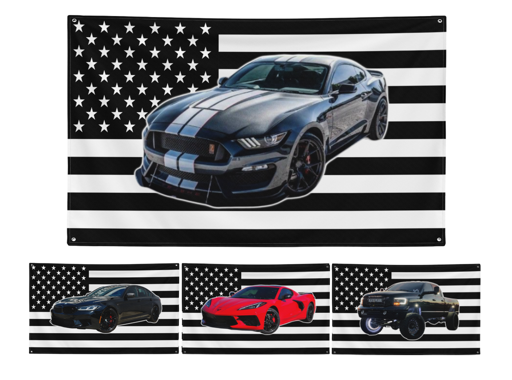 BLACK USA Car Flag